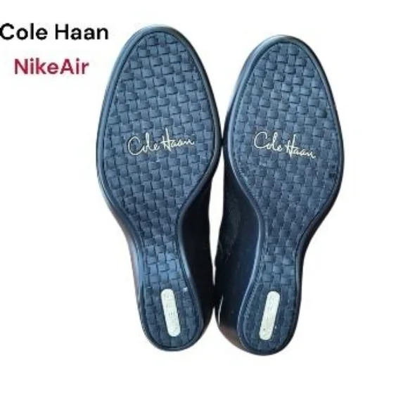 Cole Haan Nike Air Kiersten Black Leather Calf High Wedge Heel Boot Shoe Women 7 - Picture 3 of 12